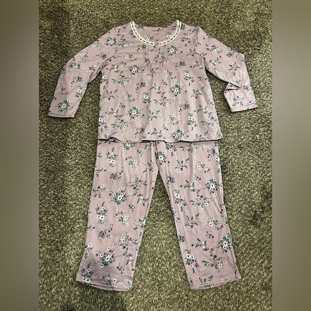 Blair Women's Floral Pajama Set - Soft Purple